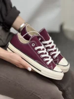 کانورس ساق کوتاه زرشکی شرابی - Converse Chuck 70 low red wine - Image 2